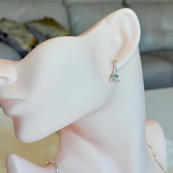 Minimalist Silver Eiffel Tower Earrings - Picture 4 of 11